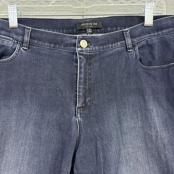 Lafayette 148 NYC Woman’s Mercer Bootcut Cropped Jeans Sz 12 Dark Wash Stretch - Picture 2 of 12